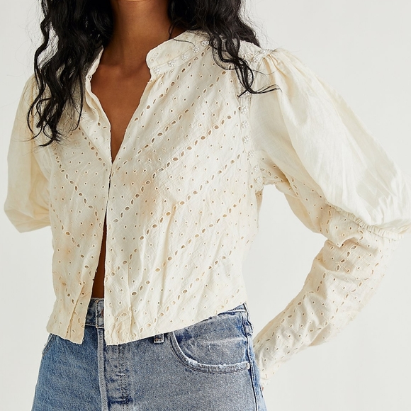 NEW Free People Ivory French Laundry Romantic Revival Embroidered Jacket S - Picture 3 of 4